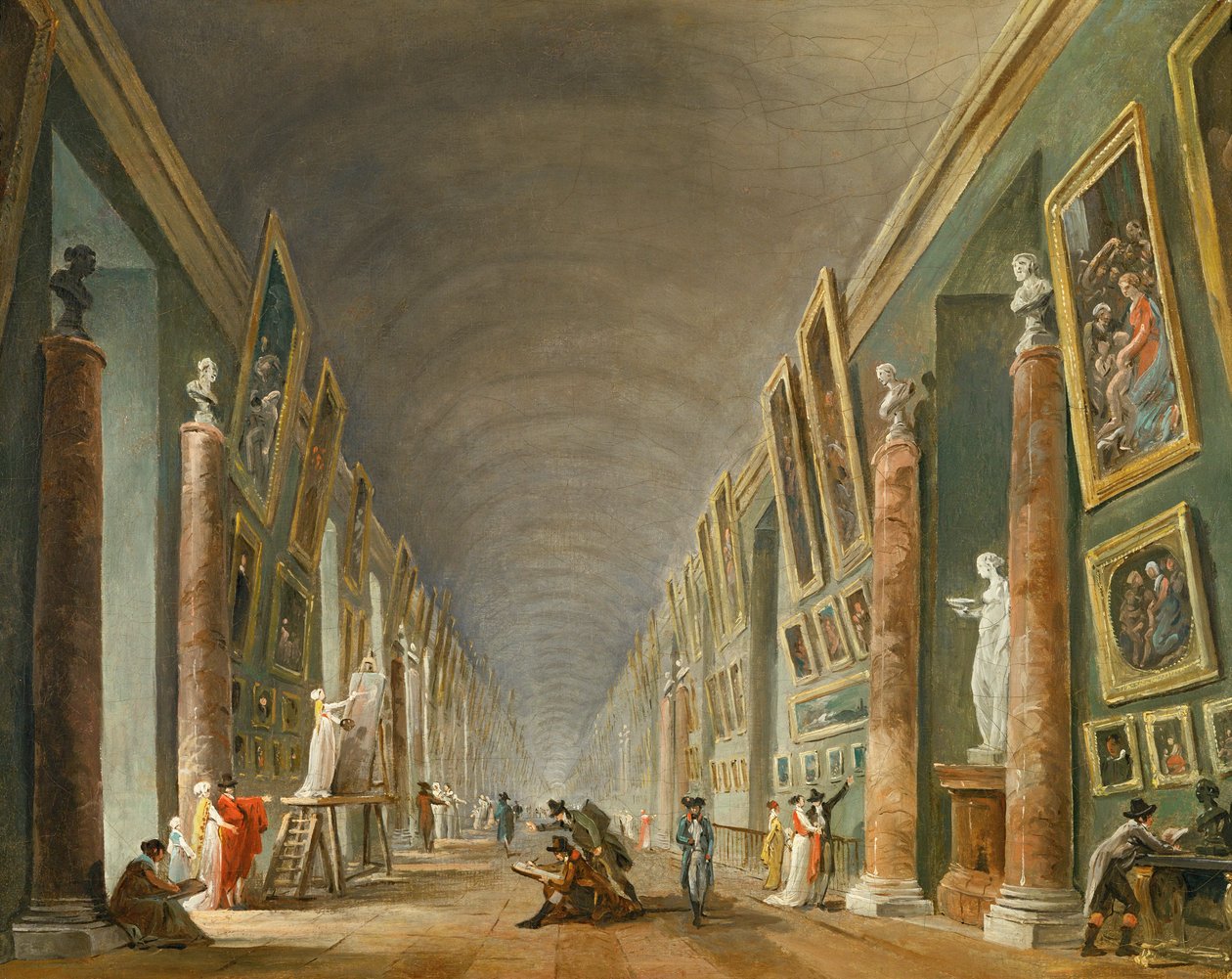 La Grande Galerie du Louvre entre 1801 et 1805 - Det store galleri på Louvre mellem 1801 og 1805 ... af Hubert (circle of) Robert