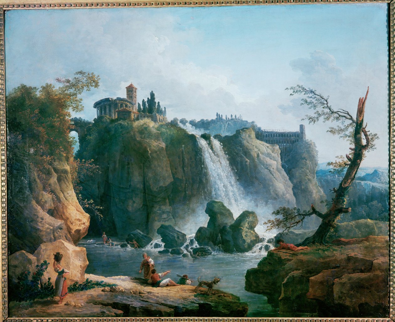 La cascade de Tivoli - Vandfaldet i Tivoli ... af Hubert (circle of) Robert