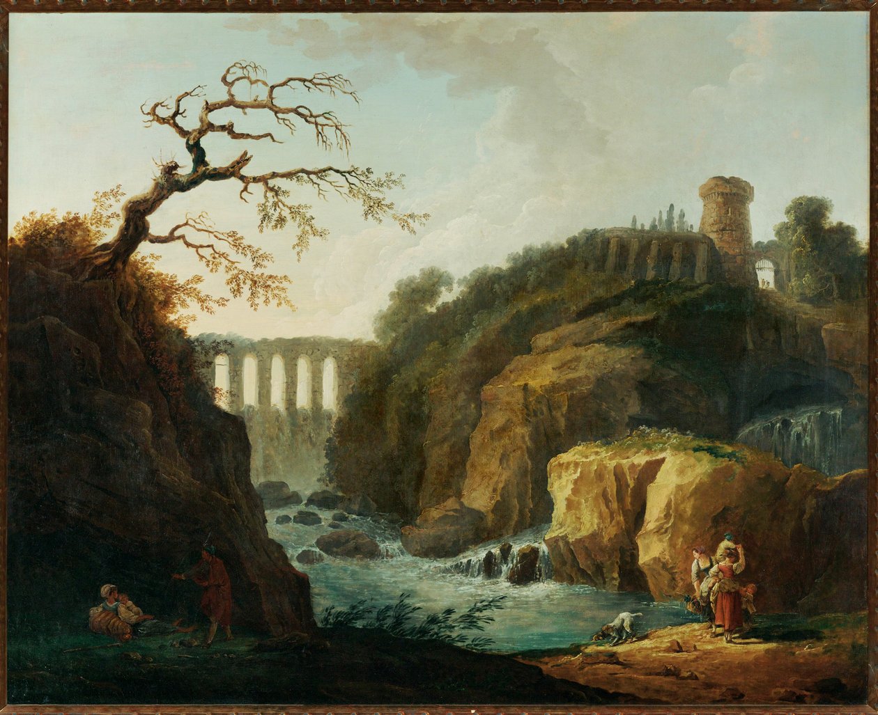 Paysage avec aqueduc et torrent - Landskab med akvædukt og torrent ... af Hubert (circle of) Robert