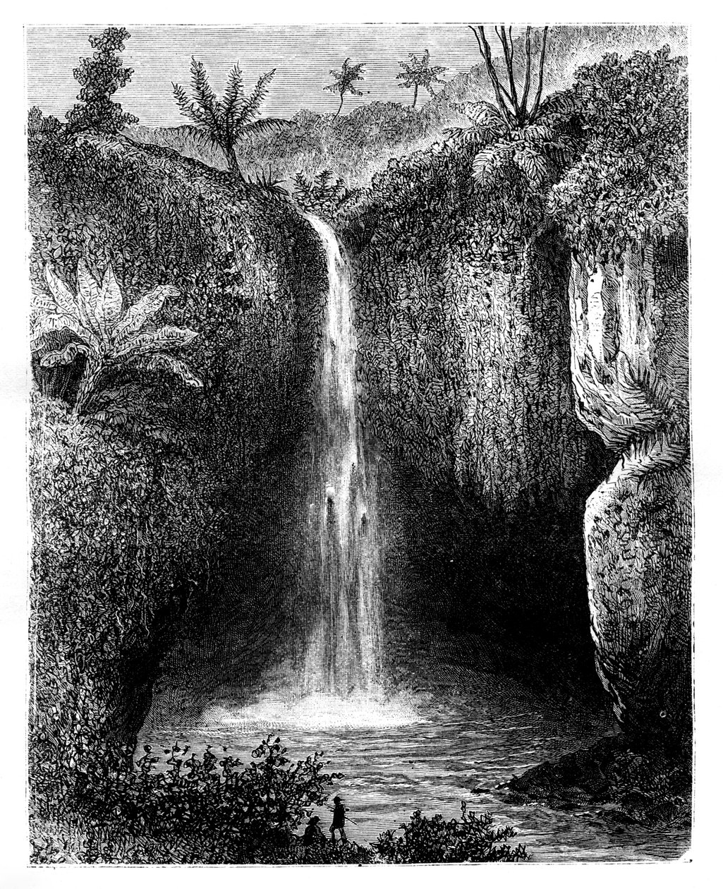 Flodens fald, Tondano, Indonesien, 1800-tallet. af Hubert Clerget