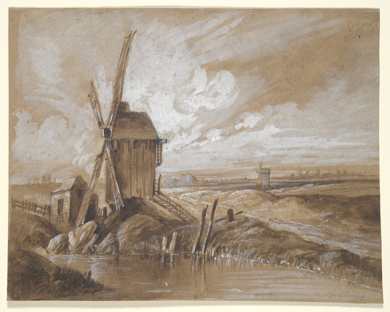 Vindmøller i et landskab af Hubert Clerget