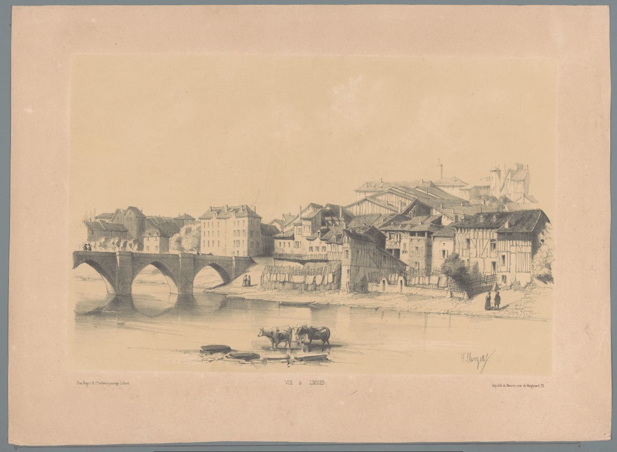 Udsigt over Limoges ved Vienne Vue de Limoges (titel på objekt) Fragmenter af landskaber (serietitel) Fragments de paysages (serietitel) af Hubert Clerget