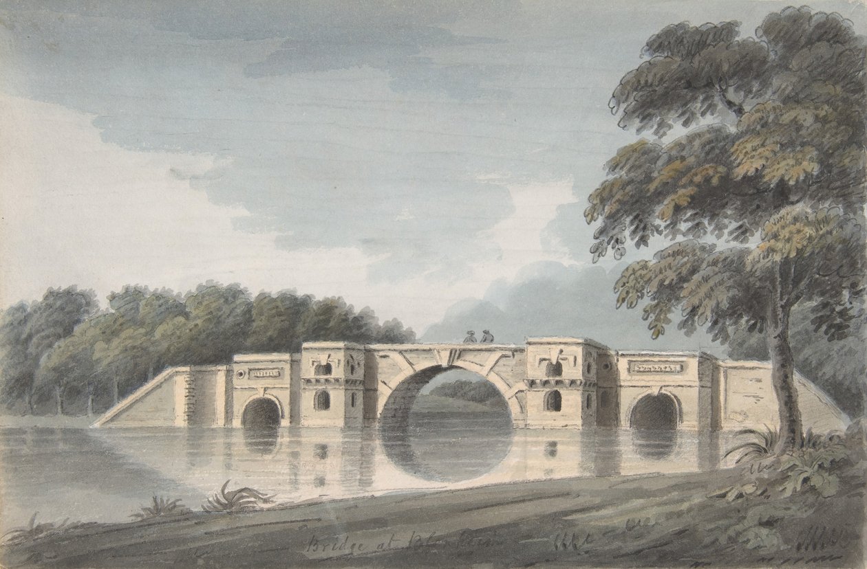 Bro ved Blenheim Palace recto, York Cathedral verso, 18.-19. århundrede. af Hubert Cornish