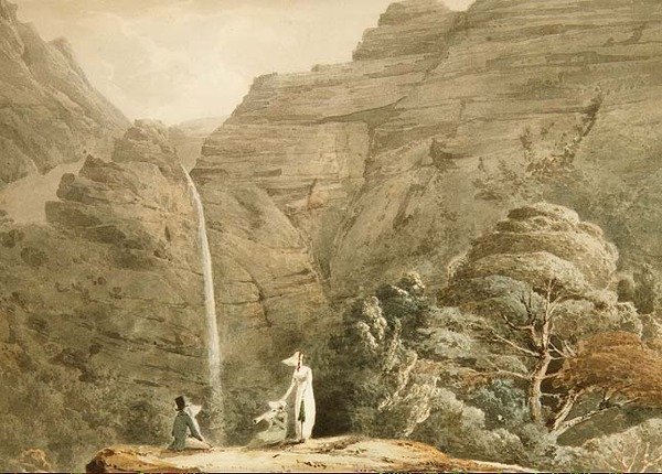 Besøg grå stær ved Dol-y-Melynen, nær Dolgelly, Wales (blyant og akvarel) af Hubert Cornish