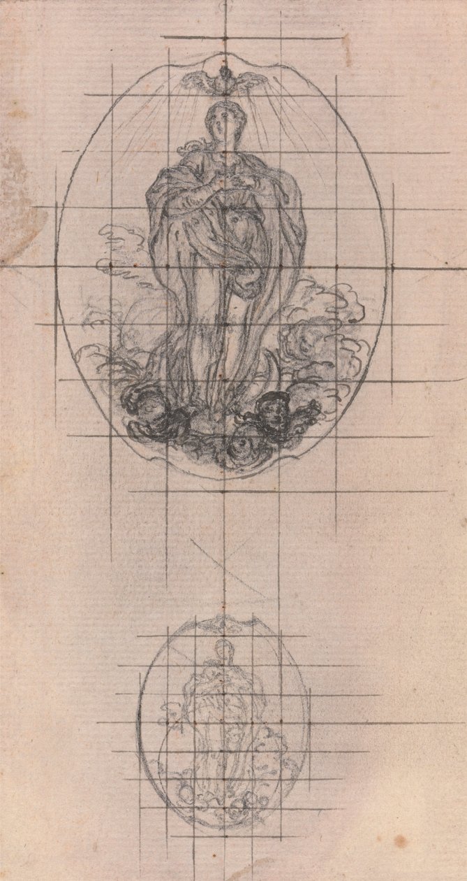 Design til en medalje: Jomfrufigur af Hubert Francois Gravelot