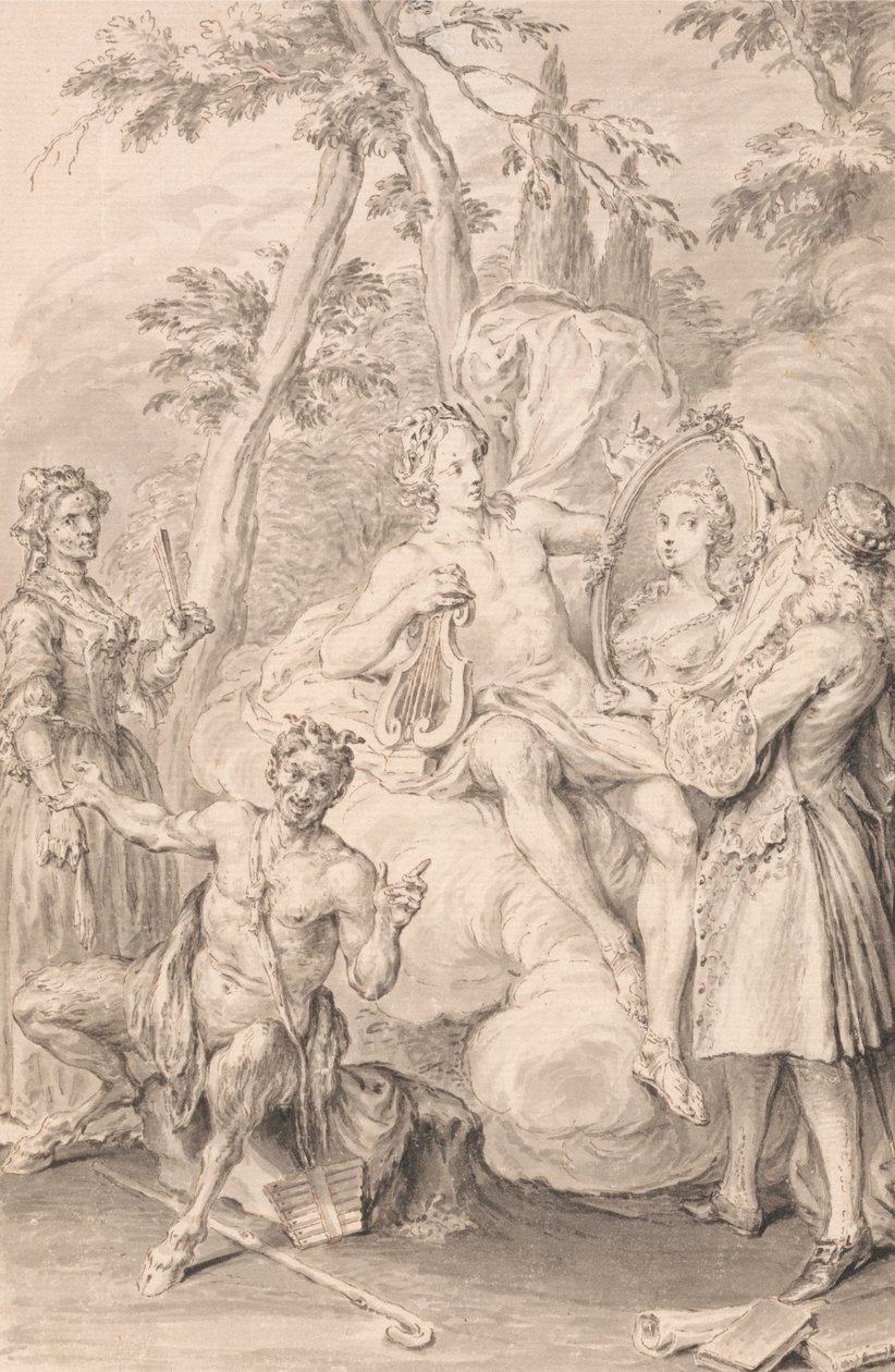 Tegning til en frontispice: "The Toast" af Hubert Francois Gravelot