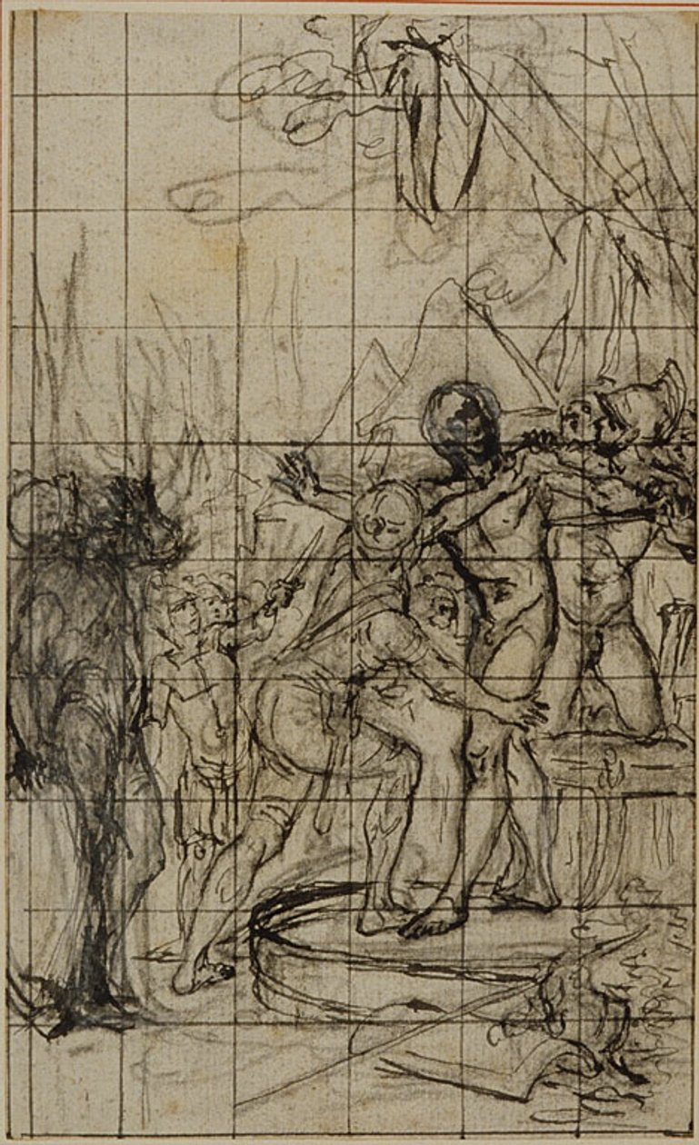 Forstørret studie til en illustration i Tacitus "Tiberius, or The Six First Books of the Annals", Book 1, Vol. 1 af Hubert Francois Gravelot
