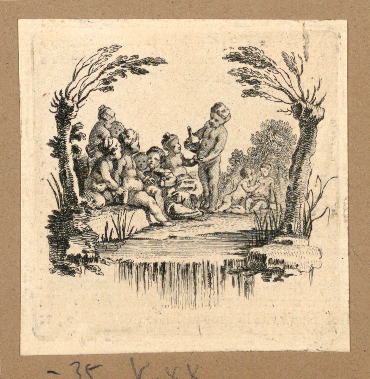 Print, En gruppe børn drikker af Hubert Francois Gravelot