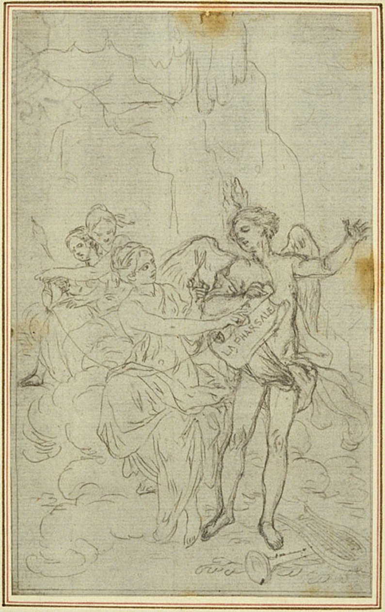 Studie: Vignet-forsidebillede til Lucains "La Pharsale" af Hubert Francois Gravelot