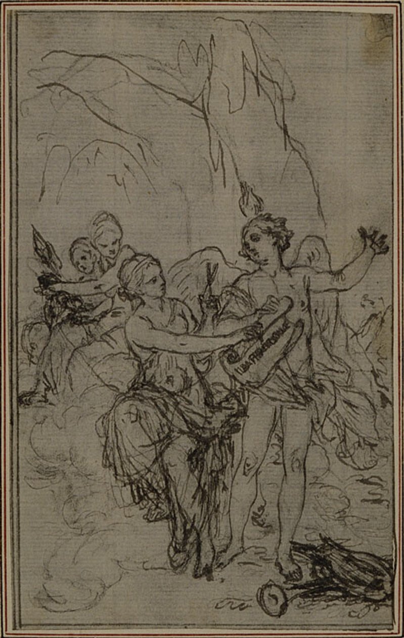 Studie: Vignet-forsidebillede til Lucains "La Pharsale" af Hubert Francois Gravelot