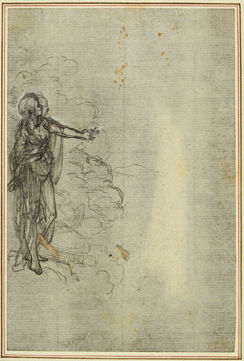 Studie til Lucains "La Pharsale", Canto I, stående kvindefigur af Hubert Francois Gravelot