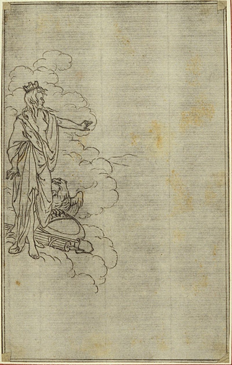 Studie til Lucains "La Pharsale", Canto I, stående kvindefigur med krone af Hubert Francois Gravelot