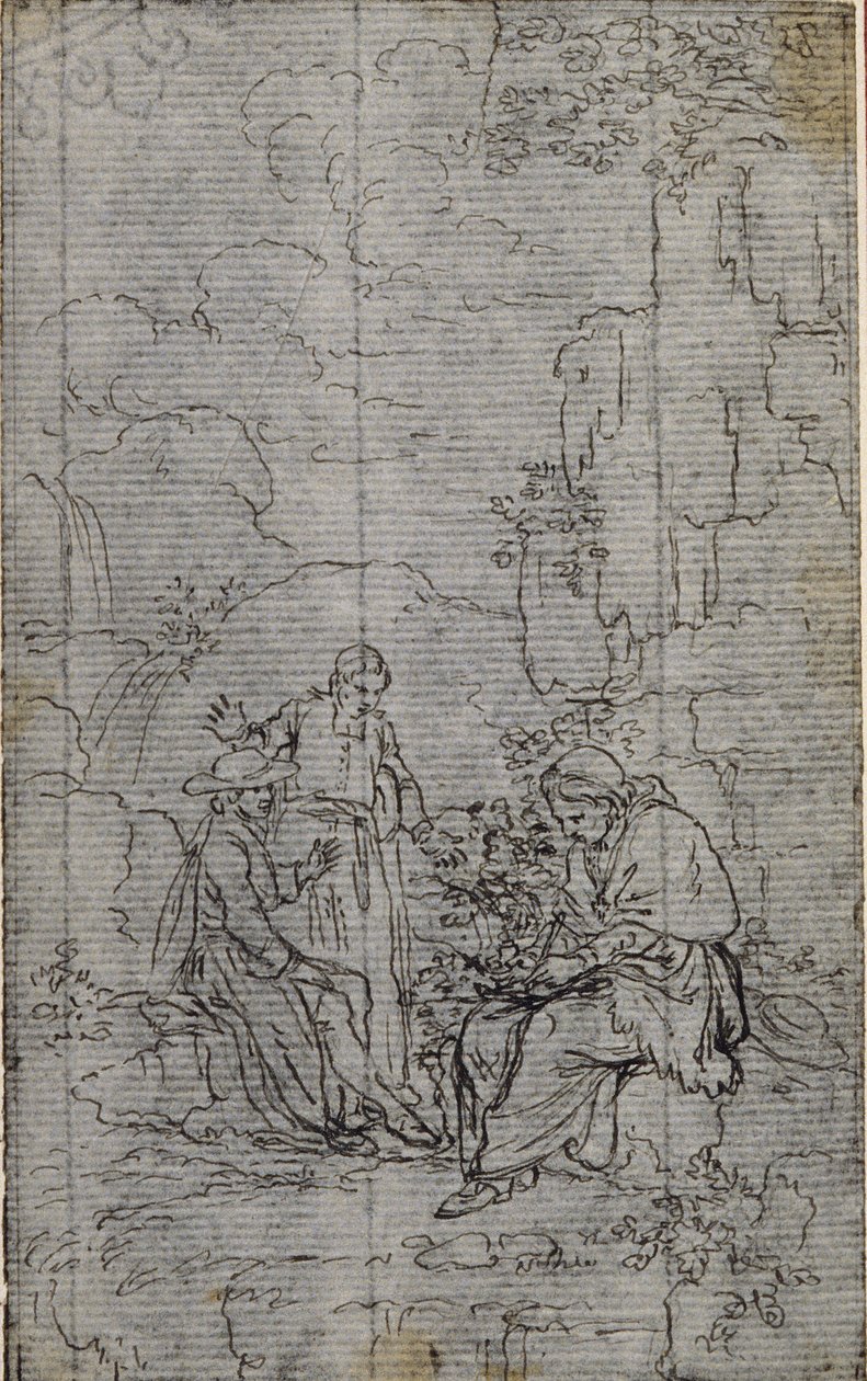 Studie til vignet i Abbé Dinouarts "Vie du Venerable don Juan de Palafox", s. 391 af Hubert Francois Gravelot