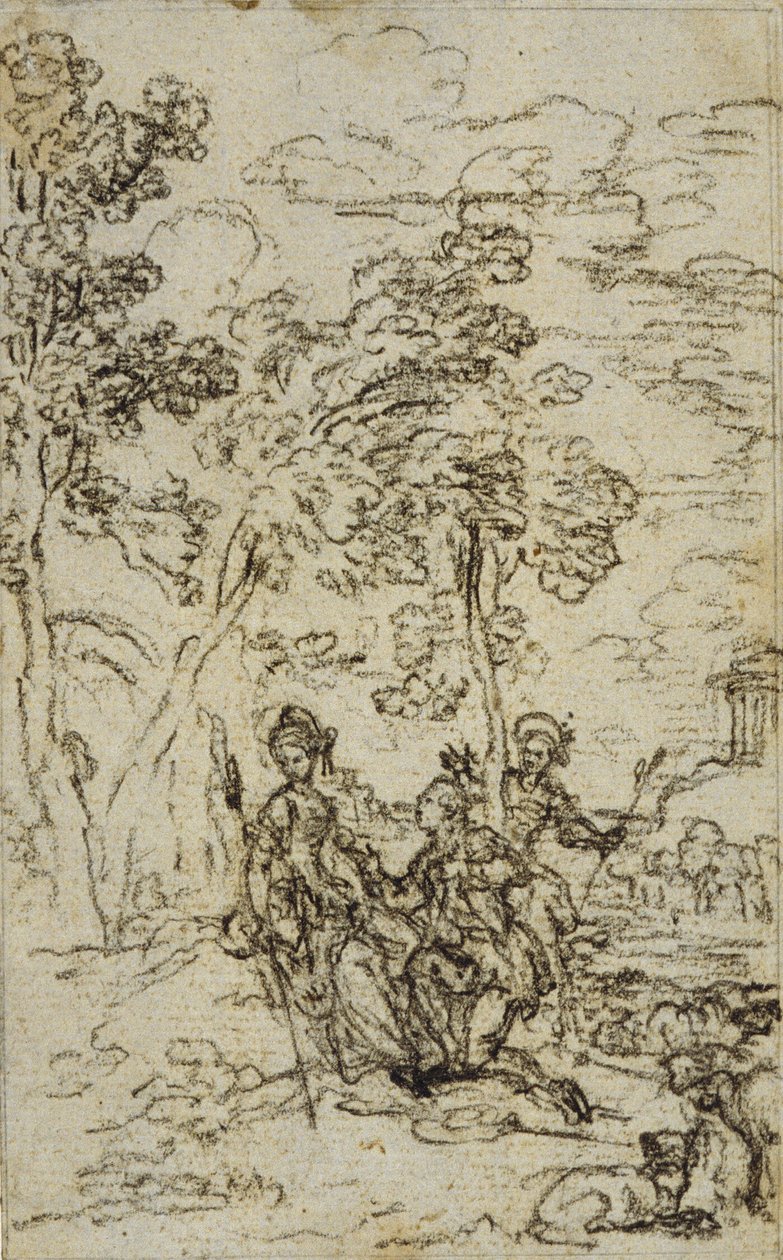 Studie til vignet i Fontenelles (attr.) "Les Amours de Mirtil", Canto III af Hubert Francois Gravelot