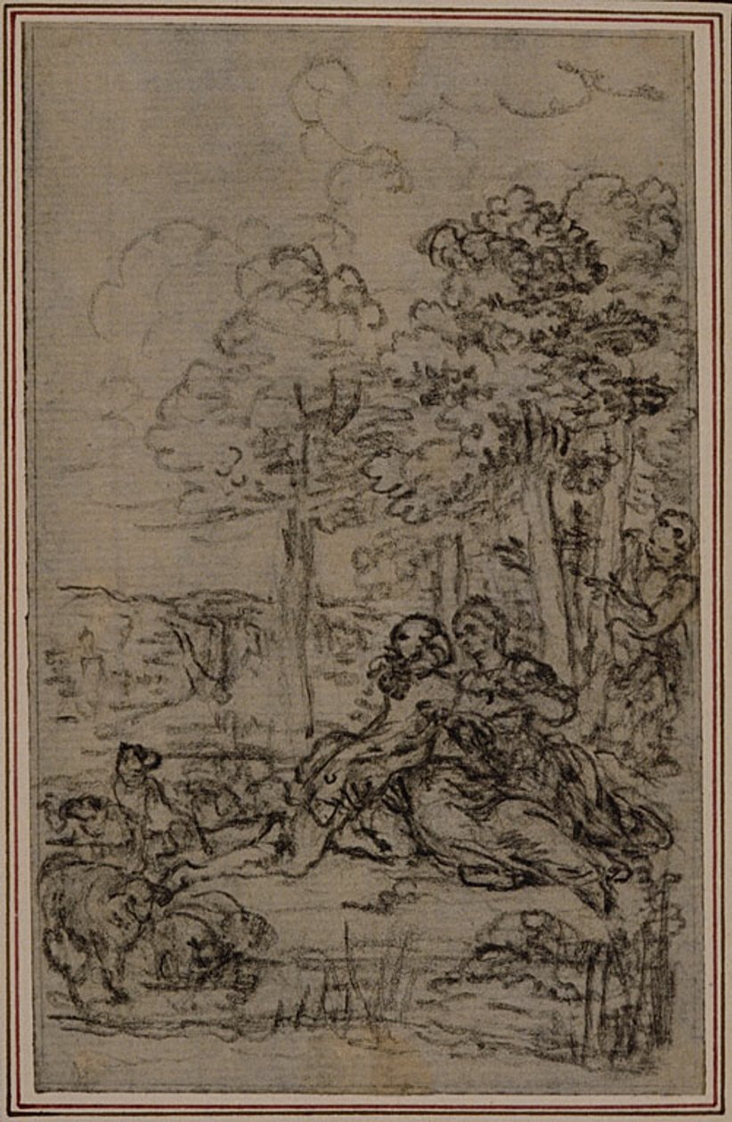 Studie til vignet i Fontenelles (attr.) "Les Amours de Mirtil", Canto IV af Hubert Francois Gravelot