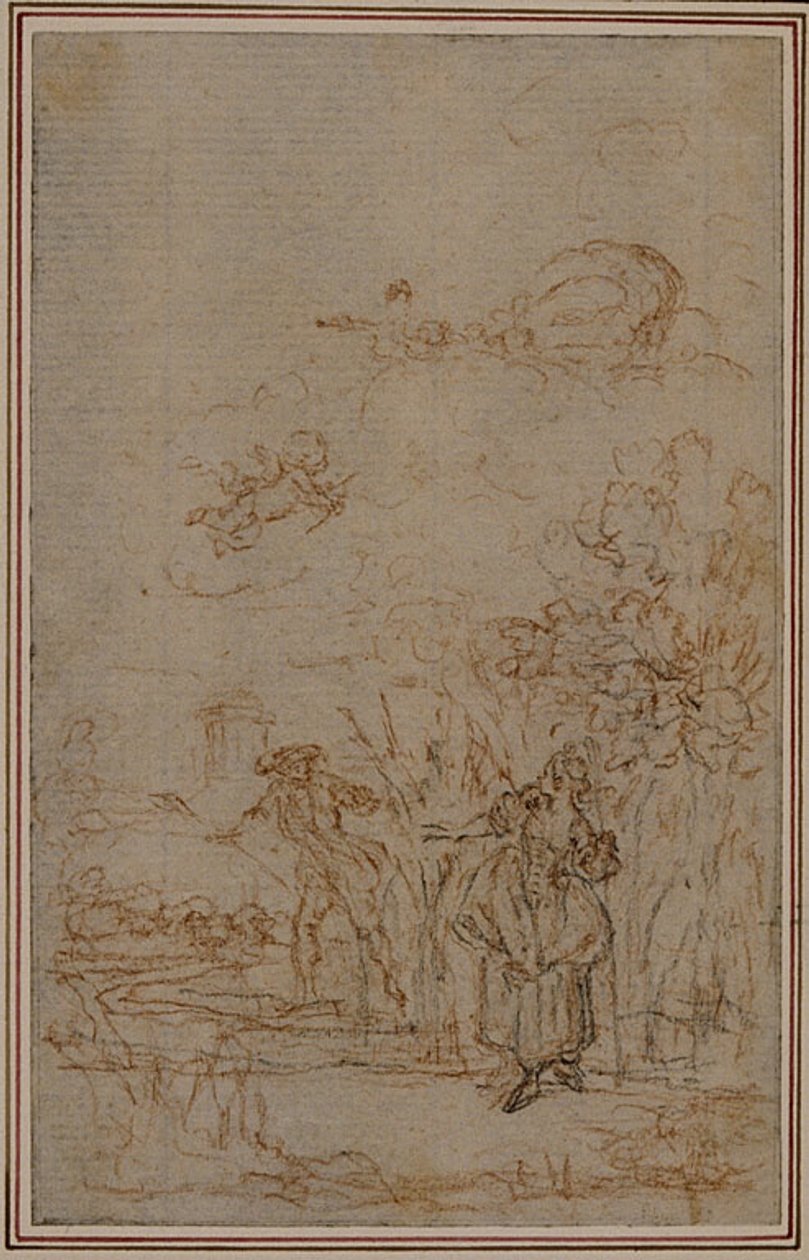 Studie til vignet i Fontenelles (attr.) "Les Amours de Mirtil", Canto V af Hubert Francois Gravelot
