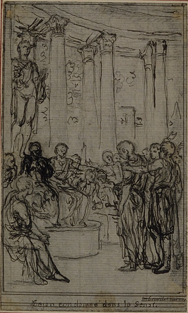 Studie til en illustration i Tacitus "Tiberius, or The Six First Books of the Annals", Book V, Vol. 3, 1st Study af Hubert Francois Gravelot