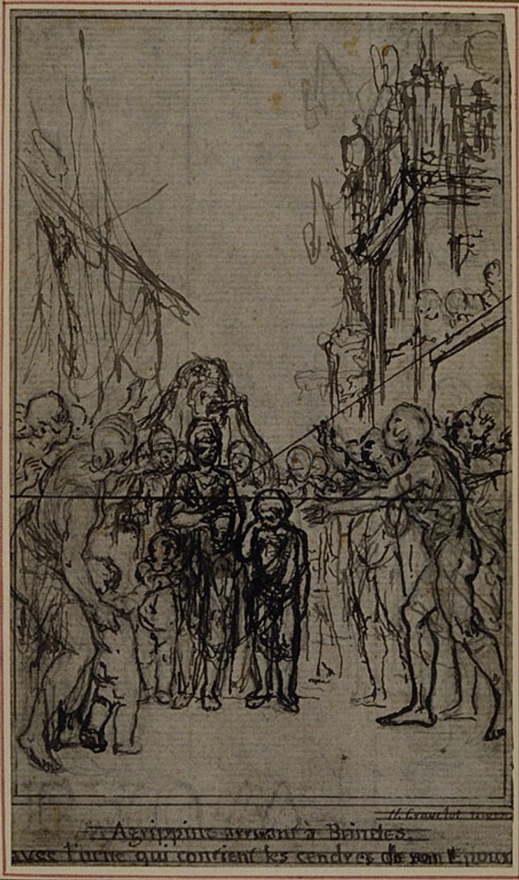 Studie til en illustration i Tacitus "Tiberius, or The Six First Books of the Annals", Book III, Vol. 2, 1st Study af Hubert Francois Gravelot