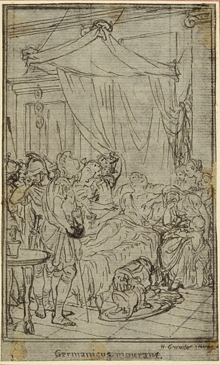 Studie til en illustration i Tacitus "Tiberius, or The Six First Books of the Annals" Book II, Vol. 1 af Hubert Francois Gravelot