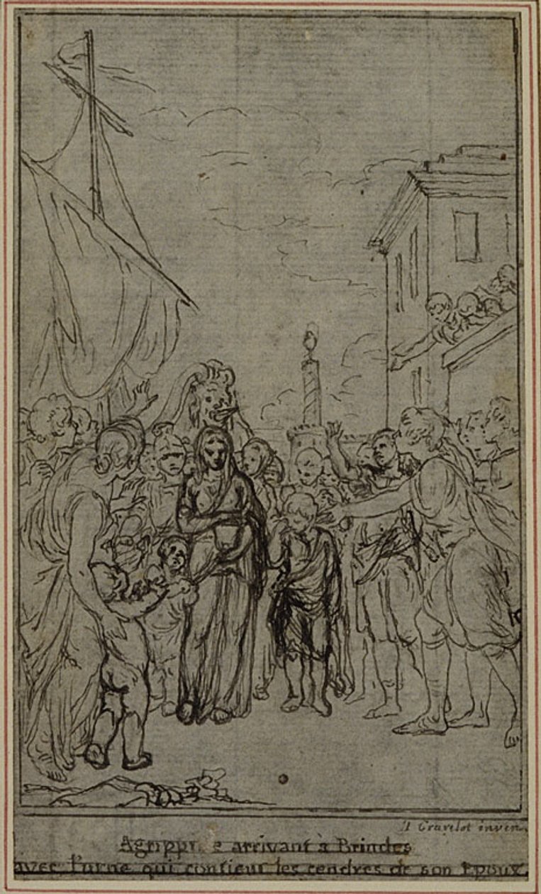 Studie til en illustration i Tacitus "Tiberius, or The Six First Books of the Annals", Book III, Vol. 2, 2nd Study af Hubert Francois Gravelot