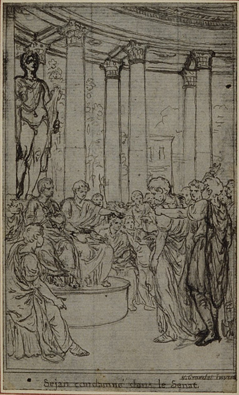 Studie til en illustration i Tacitus "Tiberius, or The Six First Books of the Annals", Book V, Vol. 3, 2nd Study af Hubert Francois Gravelot
