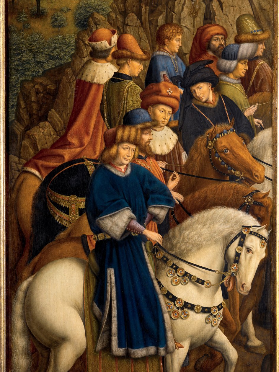 Detalje af de retfærdige dommere, nederste venstre panel af Gent-altertavlen af Hubert & Jan van (1390 1441) (after) Eyck