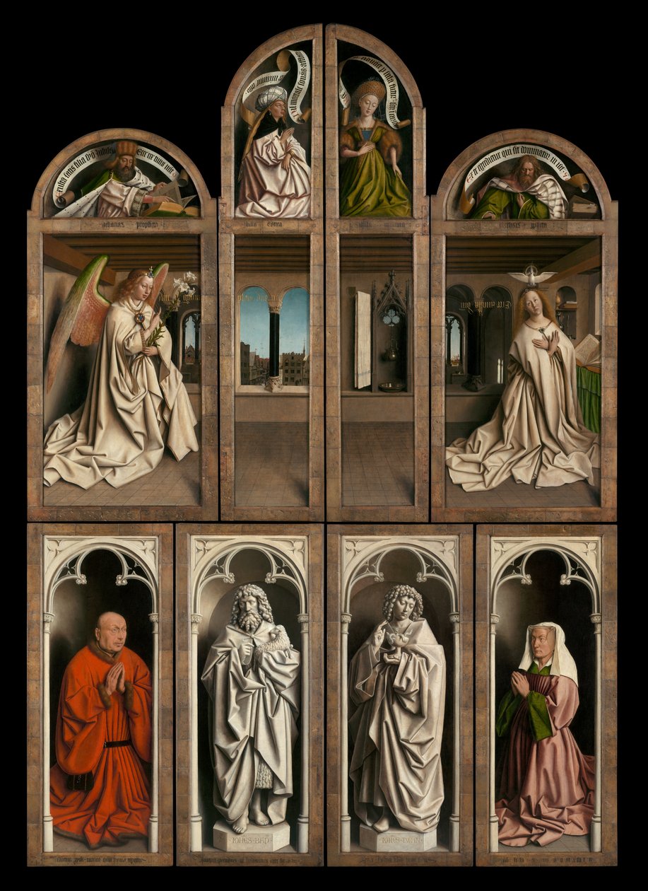 Yderside af venstre og højre paneler af Gent-altertavlen af Hubert & Jan van (1390 1441) Eyck