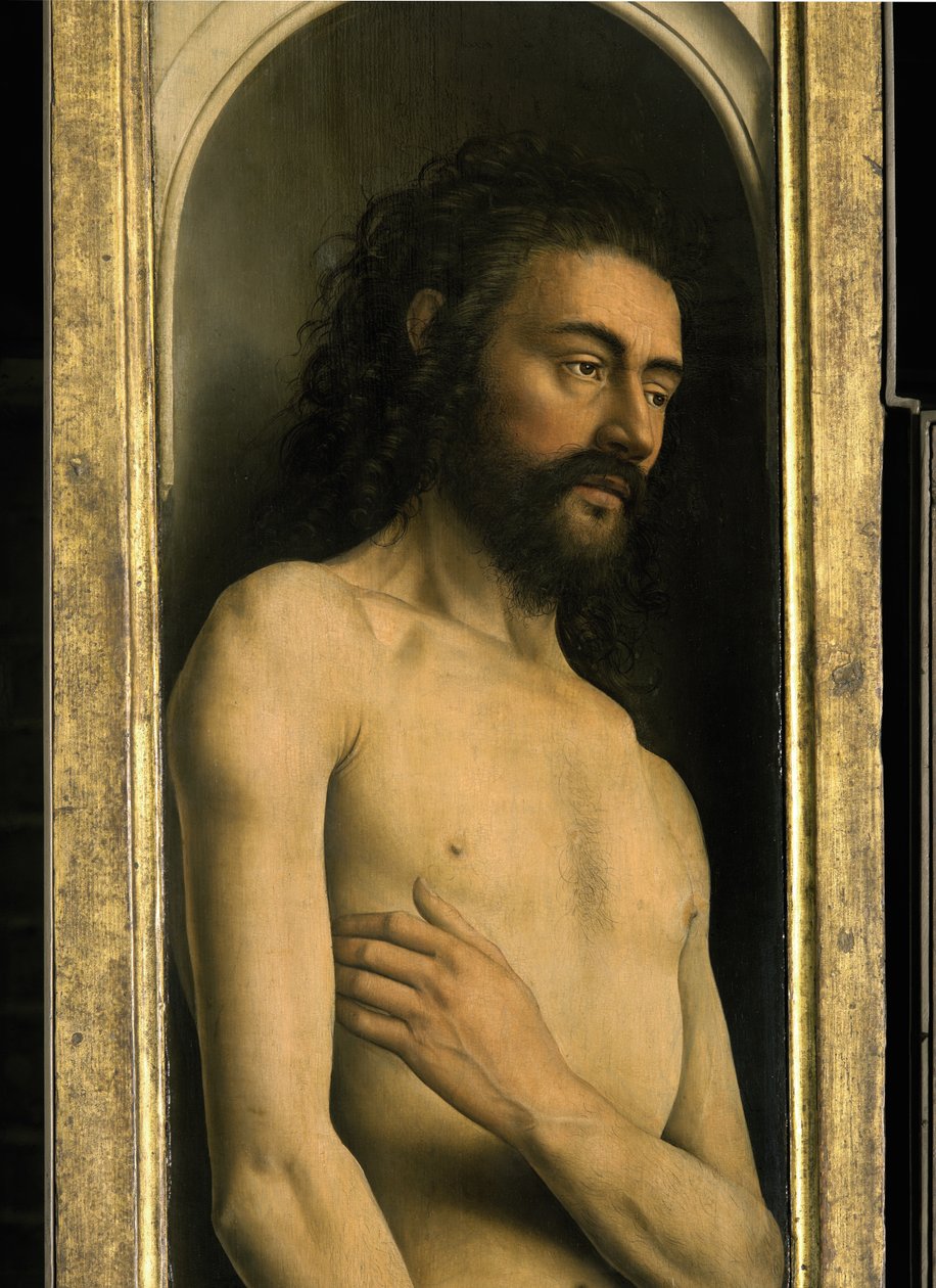 Detalje af Adam, fra venstre fløj af Gent-altertavlen af Hubert & Jan van (1390 1441) Eyck
