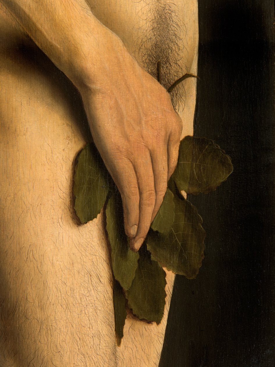 Detalje af Adam, fra venstre fløj af Gent-altertavlen af Hubert & Jan van (1390 1441) Eyck