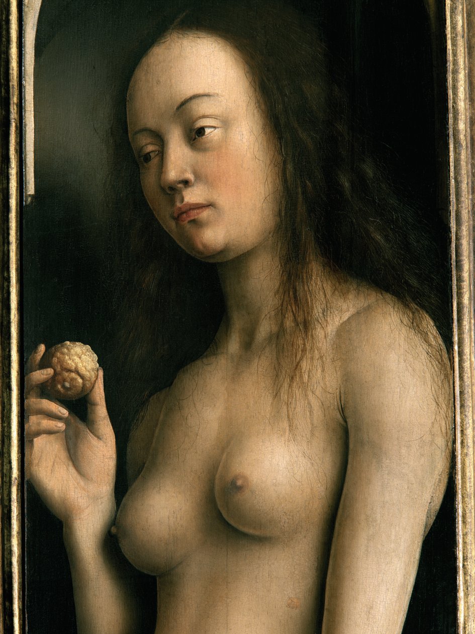 Detalje af Eva, fra højre fløj af Gent-altertavlen af Hubert & Jan van (1390 1441) Eyck