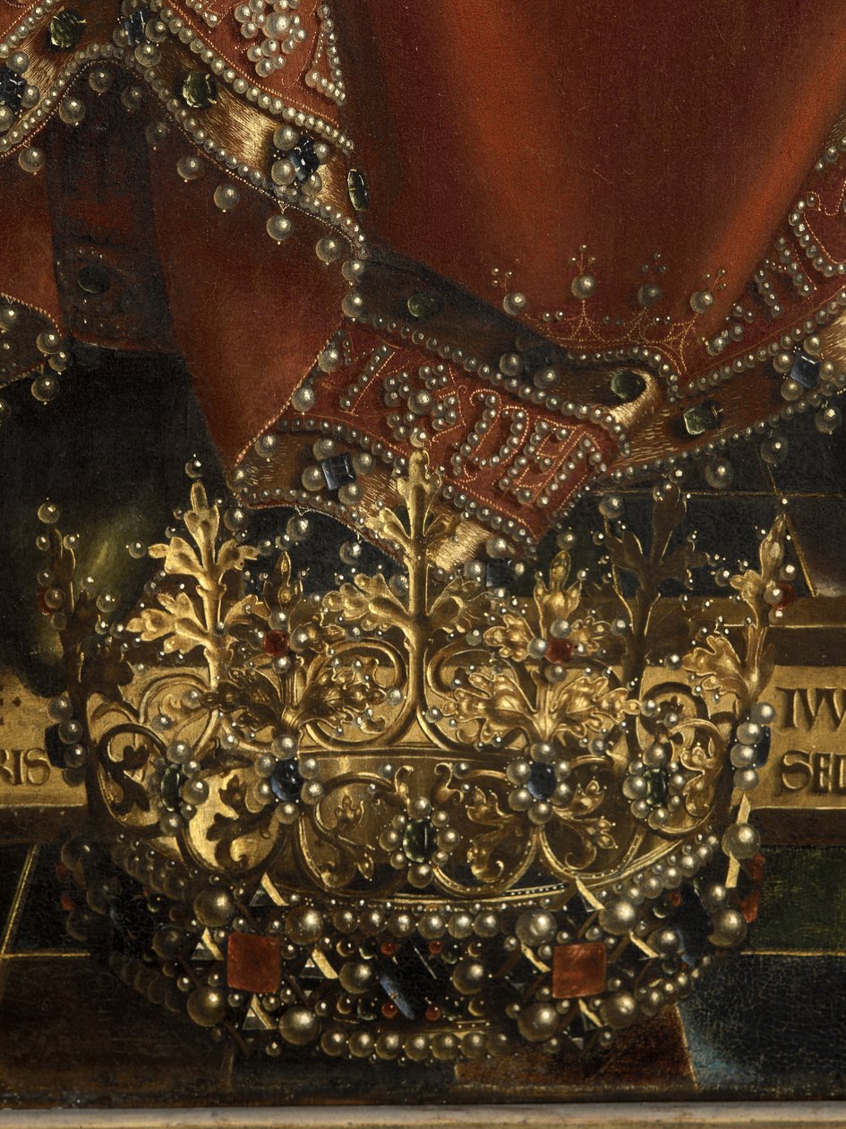 Detalje af Gud Faderen, fra Gent-altertavlen (olie på panel) af Hubert & Jan van (1390 1441) Eyck