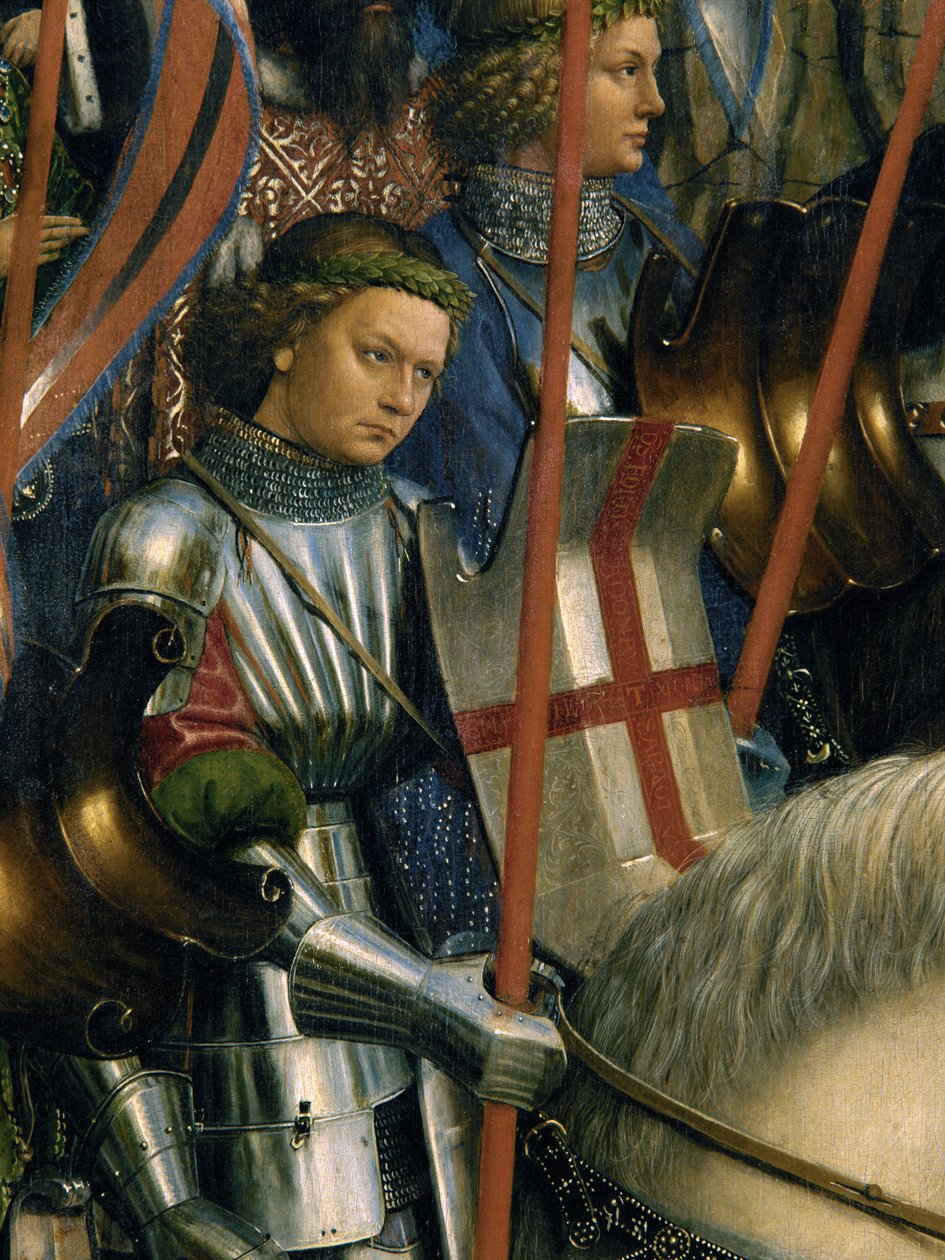 Detalje af St. George, fra Kristi riddere, fra venstre side af Gent-altertavlen af Hubert & Jan van (1390 1441) Eyck