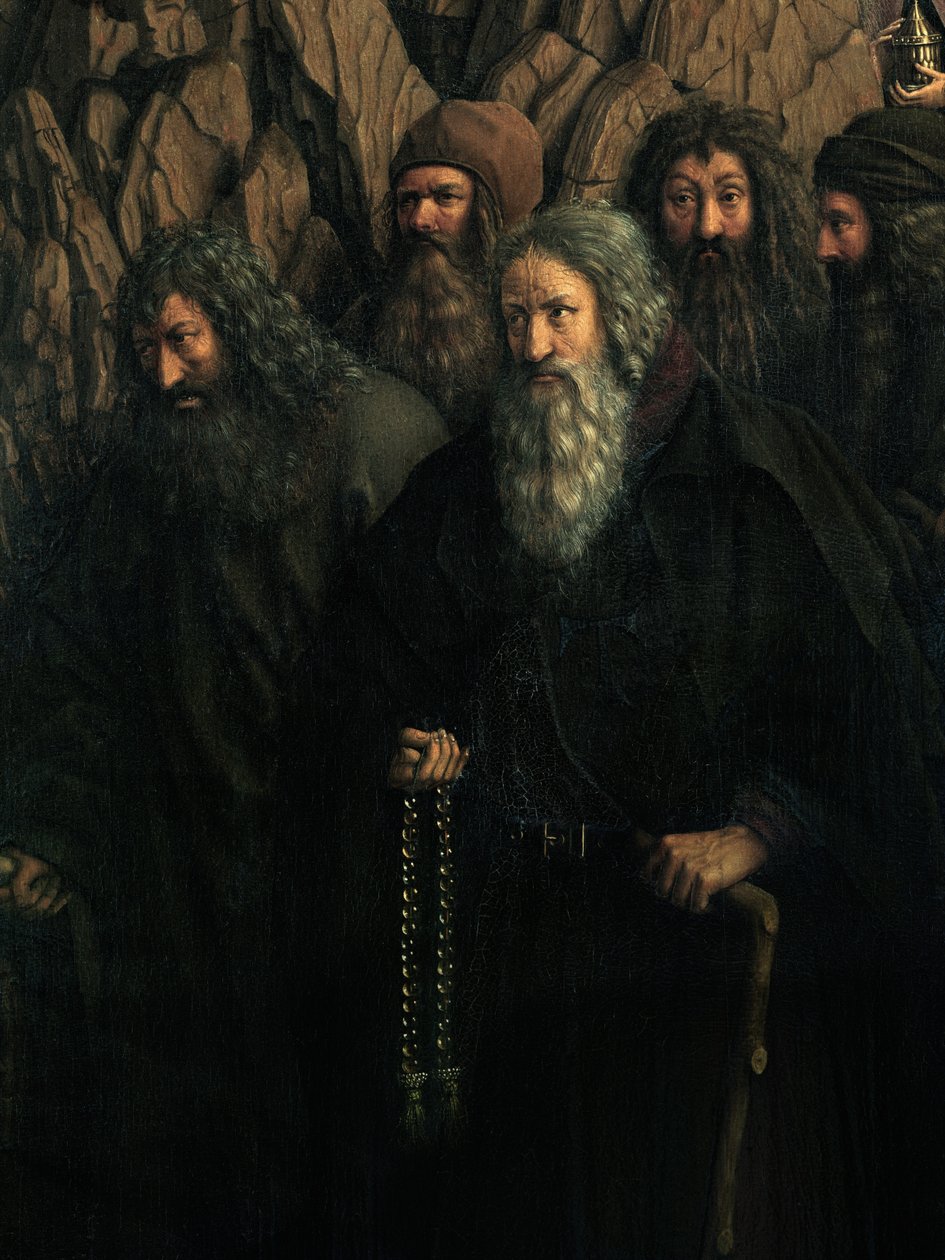 Detalje af eremitterne, fra højre side af Gent-altertavlen af Hubert & Jan van (1390 1441) Eyck