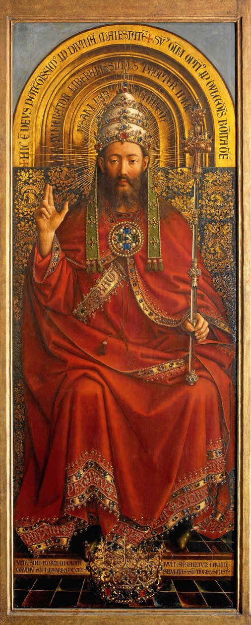 Gud Faderen, midterpanelet på Gent-altertavlen af Hubert & Jan van (1390 1441) Eyck