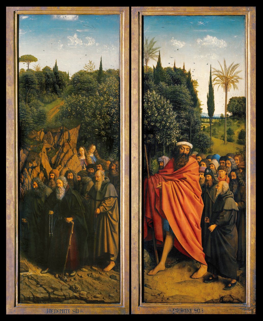 Eremitterne og Pilgrimmene guidet af St. Christopher fra højre side af Gent-altertavlen af Hubert & Jan van (1390 1441) Eyck