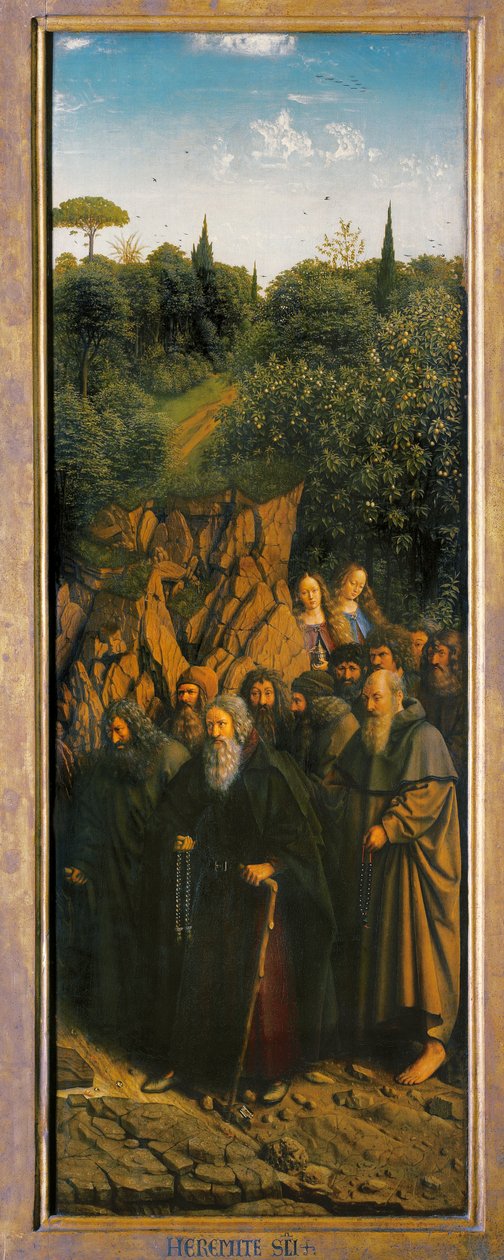 Eremitterne, fra højre side af Gent-altertavlen af Hubert & Jan van (1390-1441) Eyck