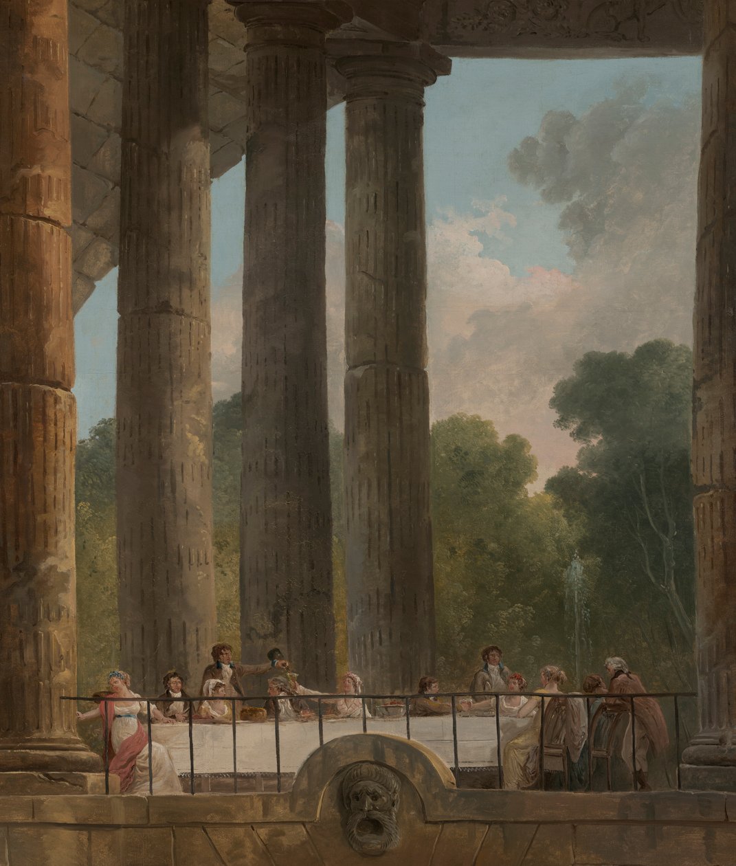 En banket i ruinerne af et tempel af Hubert Robert