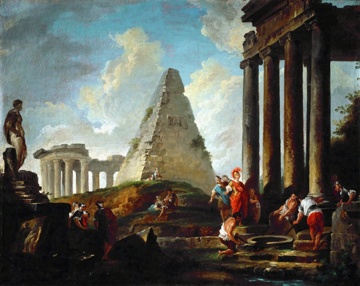 Alexander den Store før Achilleus grav af Hubert Robert