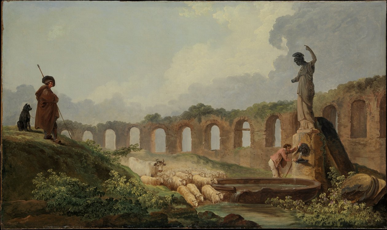 Akvædukt i ruiner af Hubert Robert