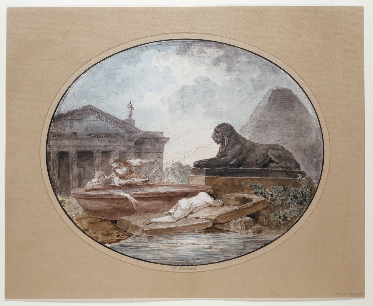 Arkitektonisk capriccio af Hubert Robert