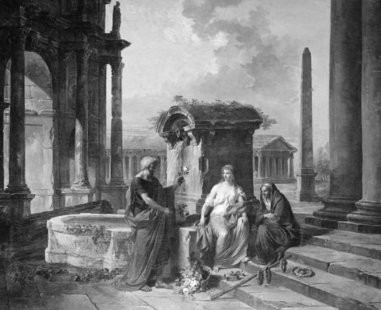 Arkitektur med figurer af Hubert Robert