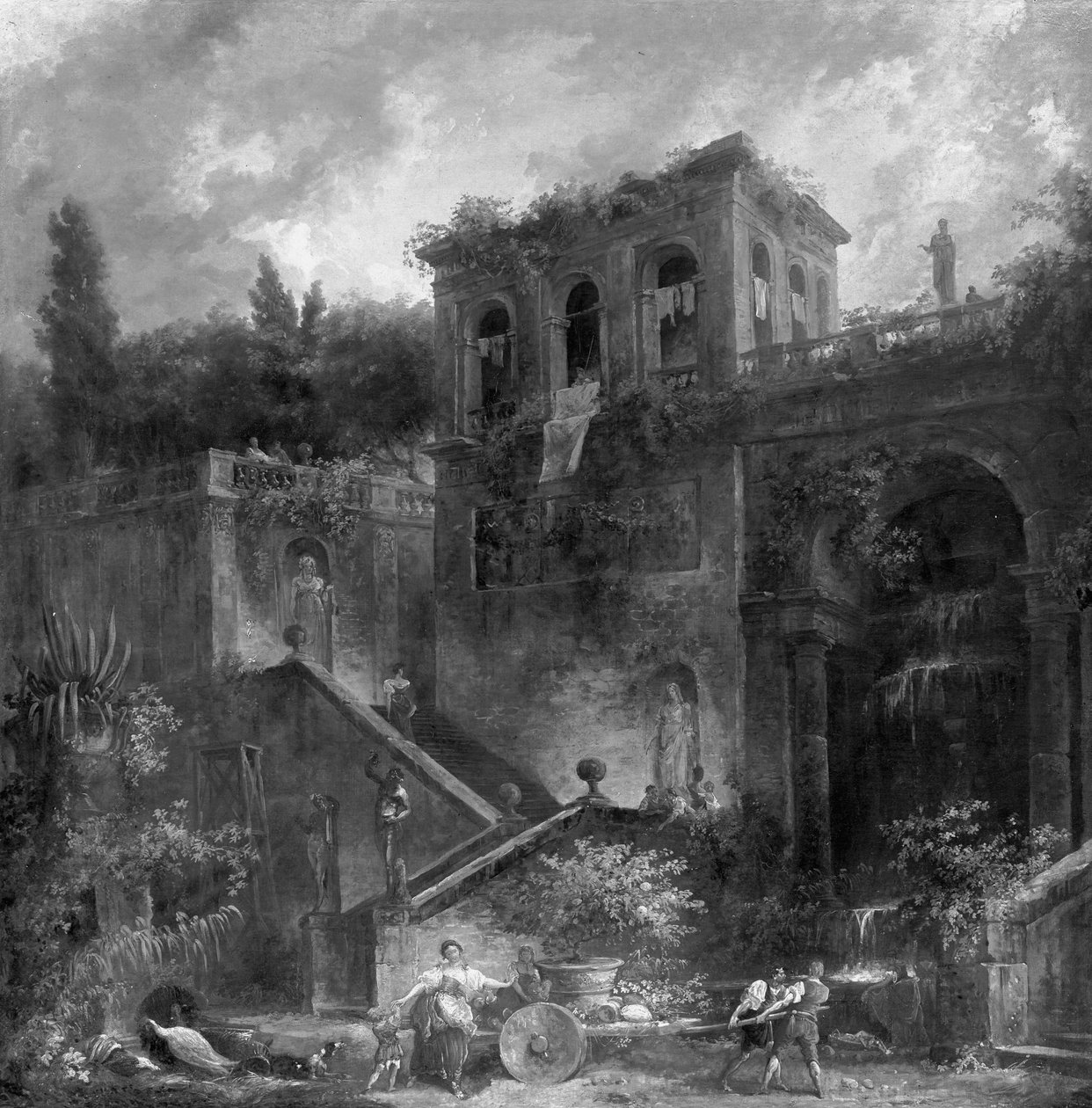 Opstigning til de Farnesiske haver på Palatinen af Hubert Robert