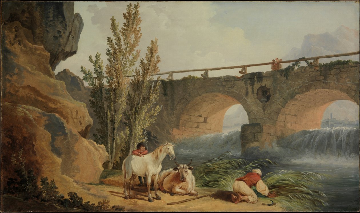 Bro over et vandfald af Hubert Robert
