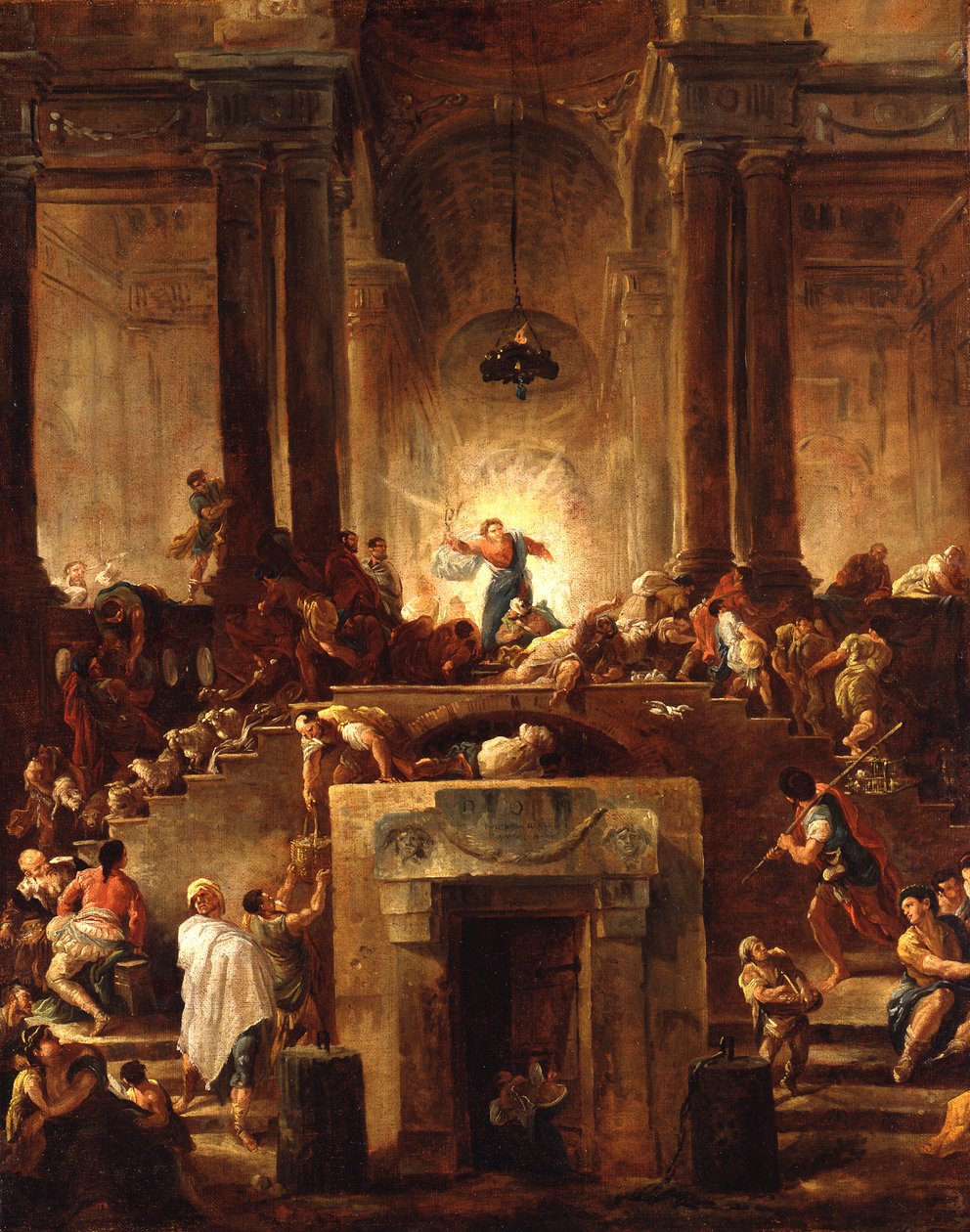 Kristus driver pengevekslere ud af templet af Hubert Robert