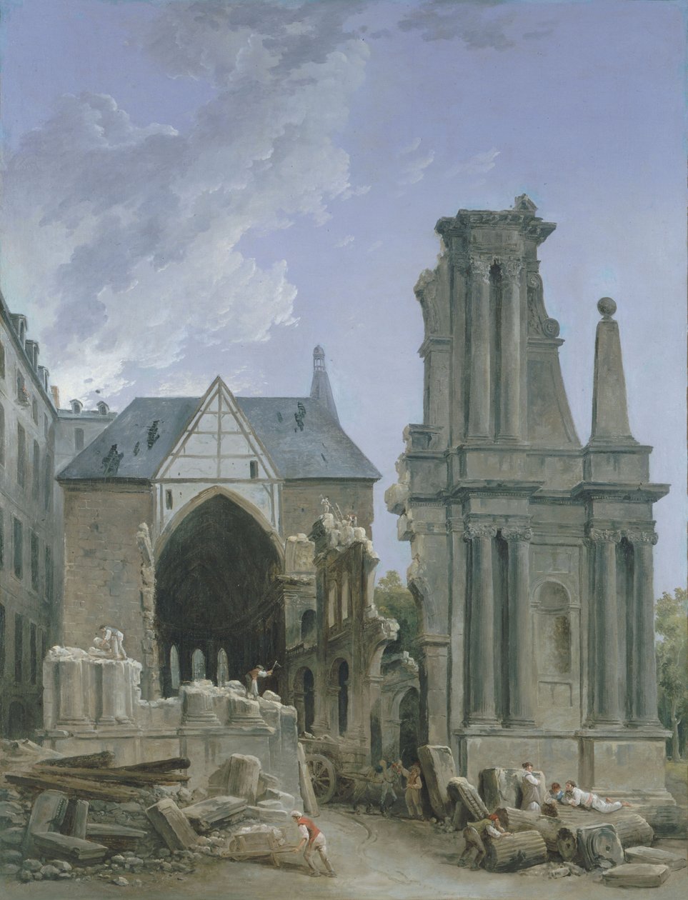 Nedrivning af Feuillants-kirken i Rue Saint Honore, ca. 1804 (olie på lærred) af Hubert Robert