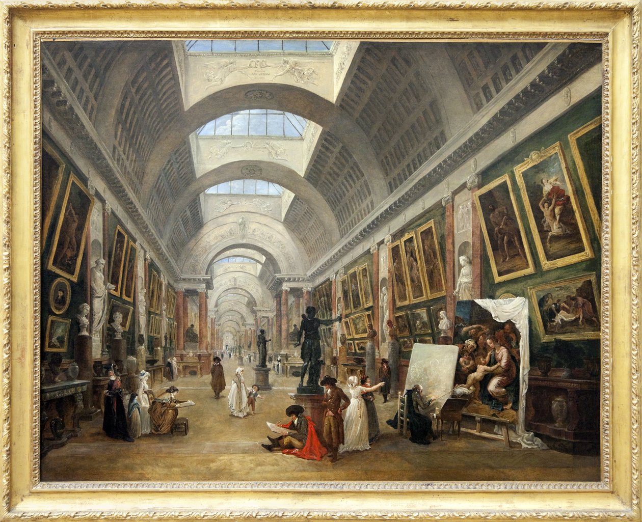 Design af Grande Galerie du Louvre 1796 (olie på lærred) af Hubert Robert