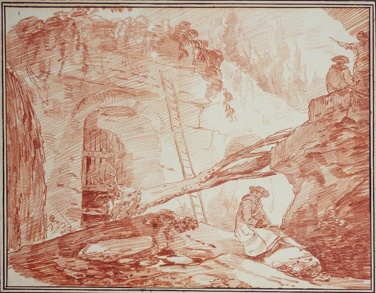Tegner i ruinerne på Palatinerhøjen af Hubert Robert