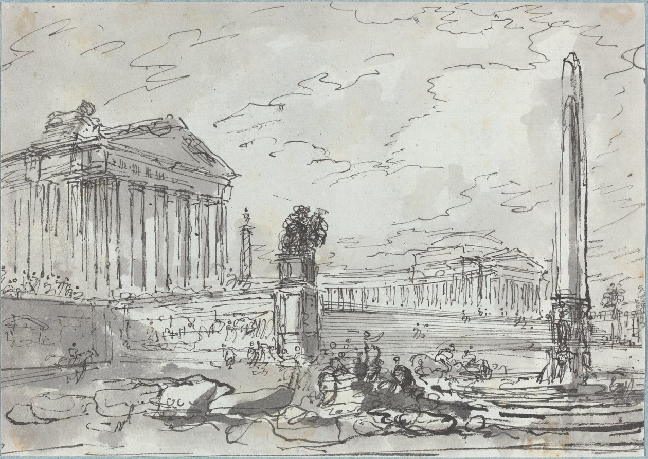 Fantasy om en gammel Campidoglio af Hubert Robert