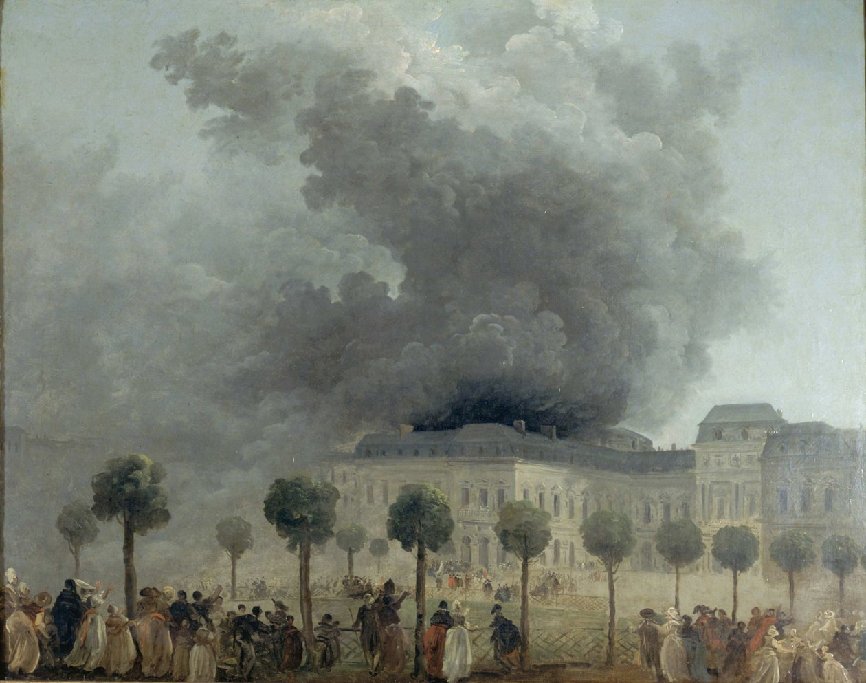 Brand i operahuset i Palais-Royal, 8. juni 1781, ca 1781. af Hubert Robert