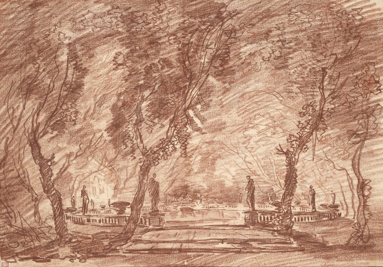 Springvand i parken, ca. 1765 af Hubert Robert